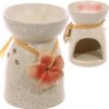 KOMINEK CERAMICZNY na olejki zapachy woski KREMOWY z KWIATEM BŁĘKITNYM